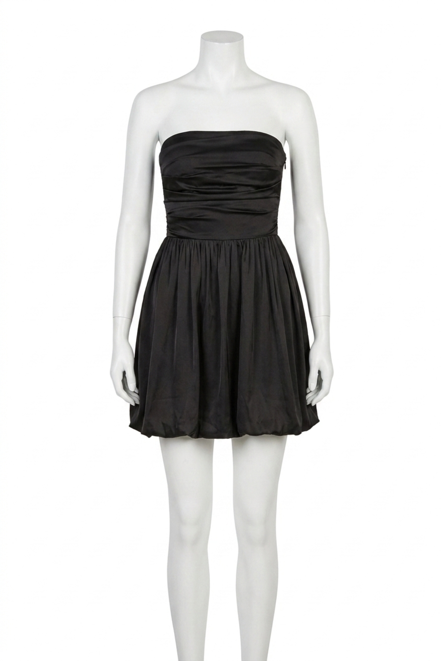 NEW SKY TO MOON strapless laced back mini bubble dress in black
